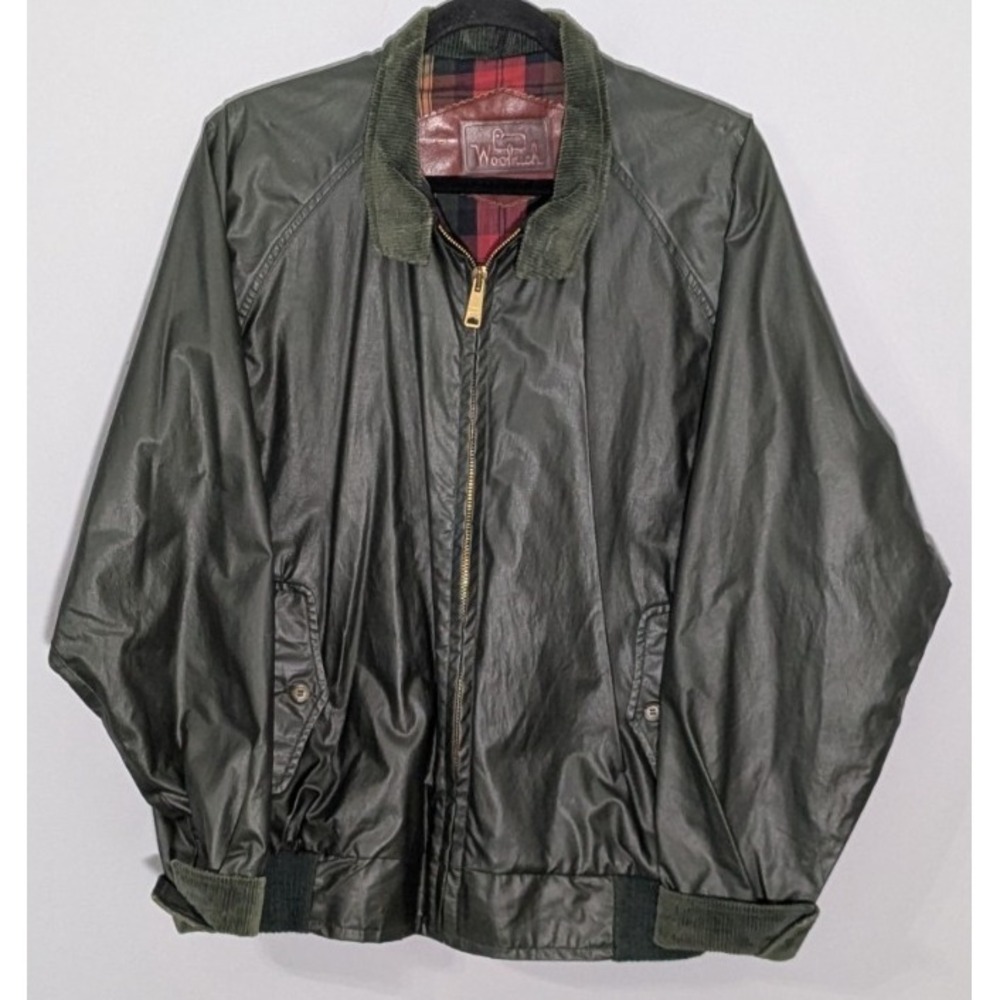 Vintage 90s Woolrich Cotton/Nylon Bomber Jacket Corduroy Trim Plaid Lined M